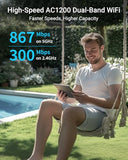 Ac1200 Outdoor Access Point Long Range, Ip65 Weatherproof Gigabit Wifi Access Point, Dual Band 5Ghz + 2.4G, Poe Powered, With Passive Poe Injector, Universal Compatible, Wap For Yard Farm Rv