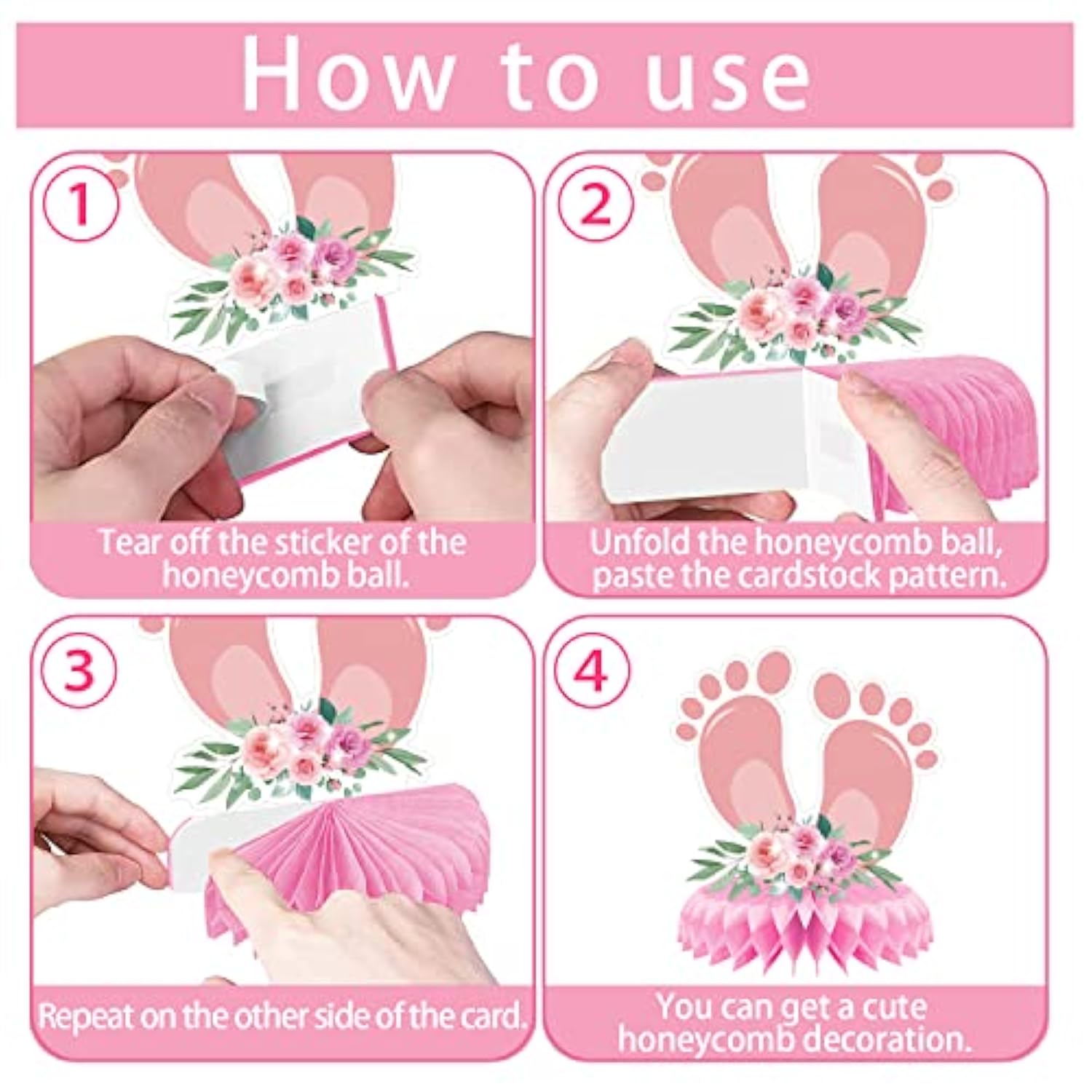 13 Pcs Pink Baby Shower Centerpieces For Tables,Honeycomb Centerpiece