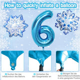 Girls Frozen Balloon Garland Arch for Snow Birthday Party Decorations -63pcs Blue Purple White Balloons with Number 8 foil Balloon for Winter Birthday Décor (Age 8)