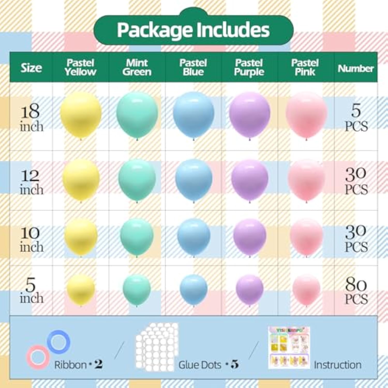 145Pcs Pastel Balloons Different Sizes 18" 12" 10" 5" Latex Balloon Garland Arch Kit For Birthday Rainbow Party Baby Shower Easter Party Decorations