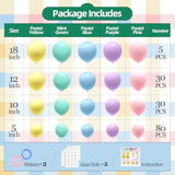 145Pcs Pastel Balloons Different Sizes 18" 12" 10" 5" Latex Balloon Garland Arch Kit For Birthday Rainbow Party Baby Shower Easter Party Decorations
