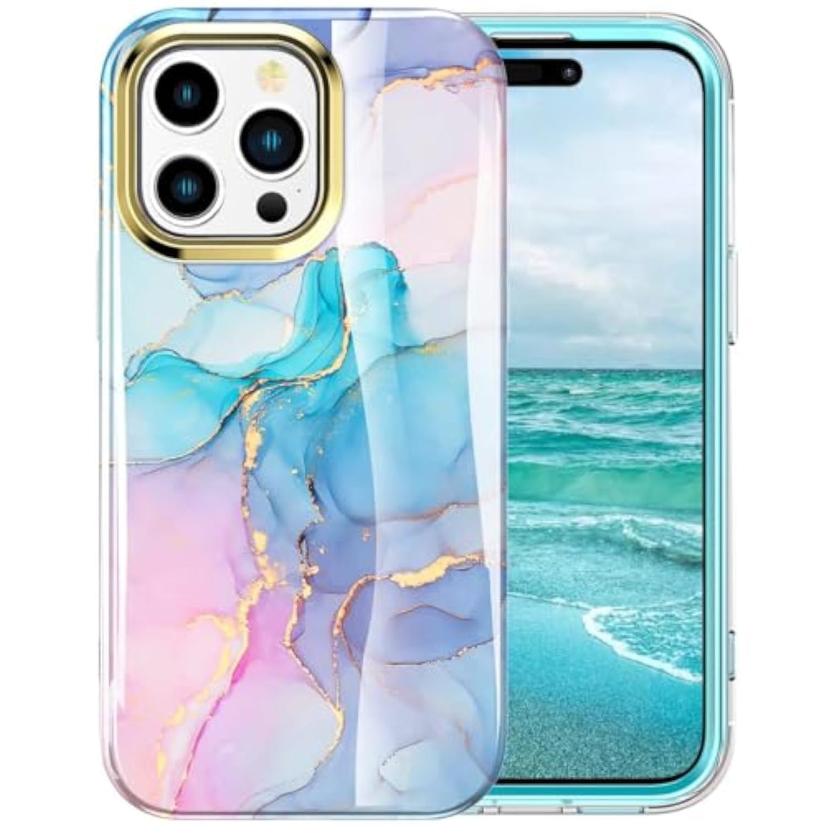 Cute Marble Case For Iphone 14 Pro Max 6.7 Inch Built With Screen Protector, Lightweight And Stylish Full Body Shockproof Protective Rugged Tpu Case For Women/Girls