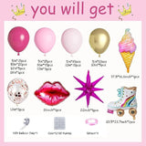 128 Pcs Hot Pink Balloon Arch Kit Gold Star Confetti Party Decorations