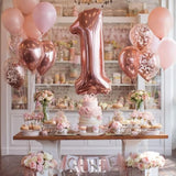 40 Inch Big Rose Gold 1 Balloon Number Large Foil Helium Number Balloons 0-9 Jumbo Giant Happy 1St Birthday Party Decorations For Boy Or Girl Huge Mylar Anniversary Party Supplies