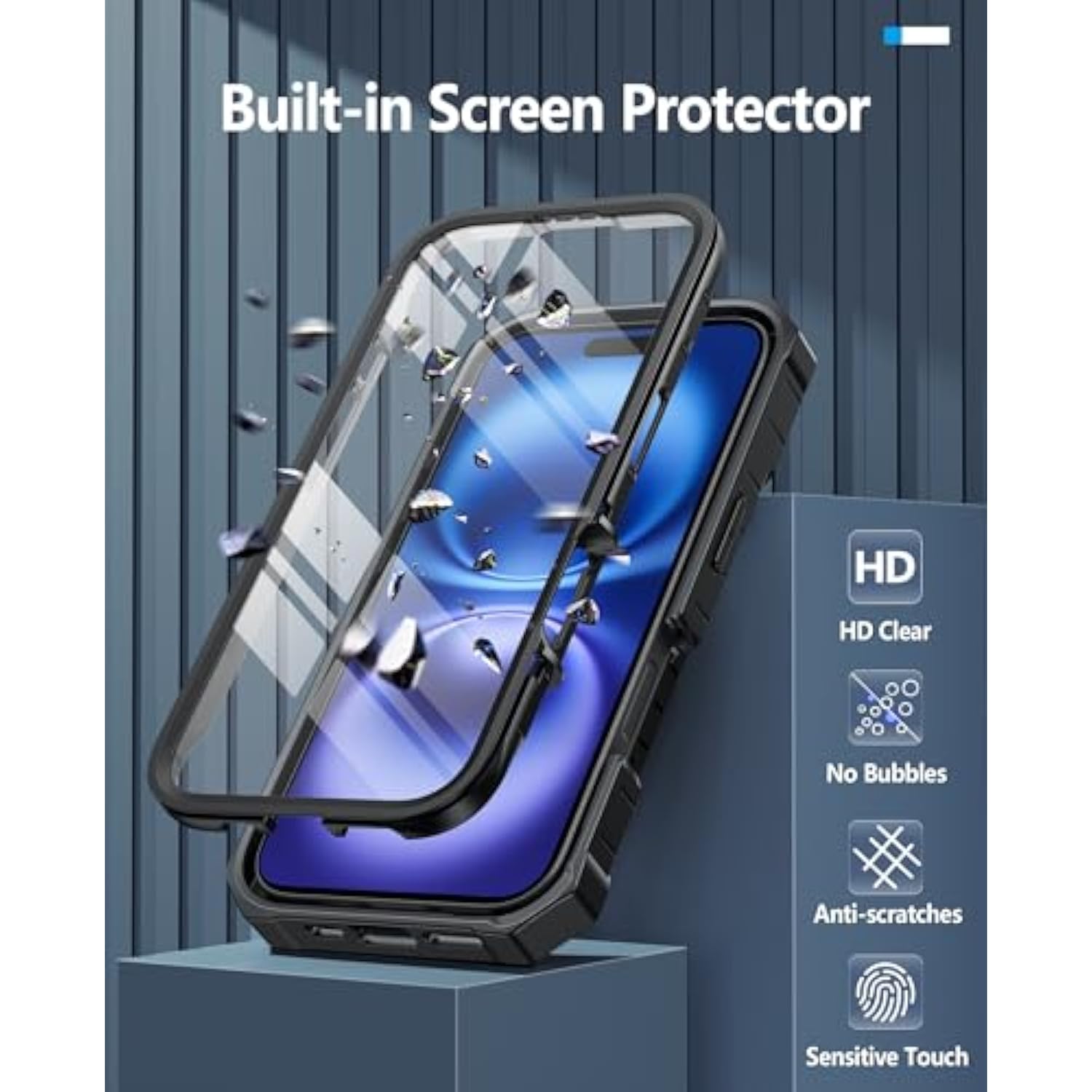 For Iphone 16 Phone Case: For Iphone 16 Case With Kickstand Shockproof Military Grade Protective Cover - Dual Layer Full Protection Sturdy Matte Textured Drop Proof - 6.1 Inch Black