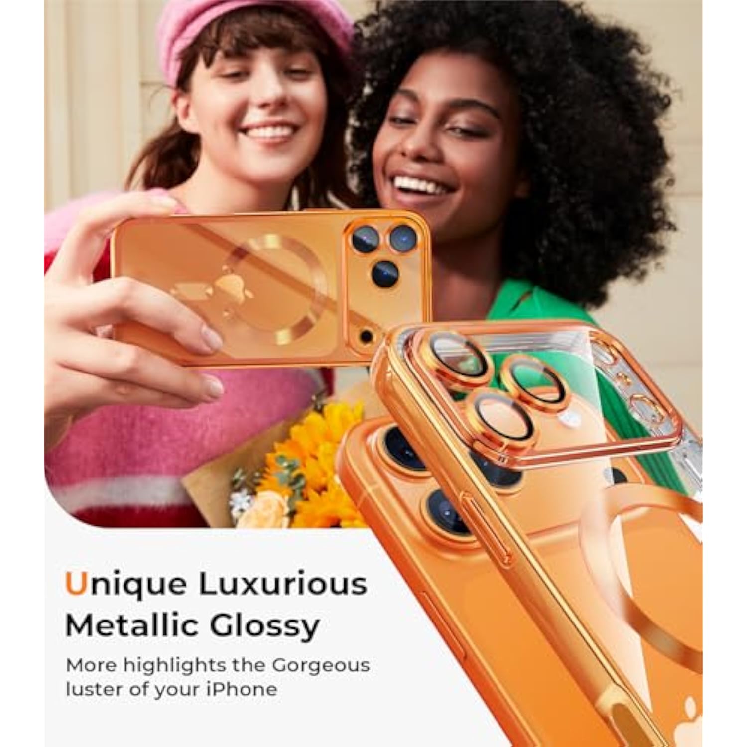 For Iphone 17 Pro Max Case With 1X Screen Protector, [Compatible With Magsafe] [Integrated Camera Protection], Non Yellowing Slim Cute Women Girly Cover For Iphone 17 Pro Max, Cosmic Orange