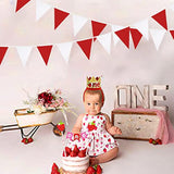 32Ft Red White Pennant Banner Fabric Triangle Flag Bunting Garland Streamers For Wedding Engagement Bridal Shower Anniversary Bachelorette Birthday Party Home Outdoor Garden Hanging Decoration