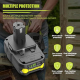 2 Pack 4.0Ah Replacement For Ryobi 18V Battery P108 Li-Ion Replacement For Ryobi 18V One+ Battery Compatible With Ryobi P102 P108 P103 P105 P107 P109 P104 18Volt Power Cordless Tools