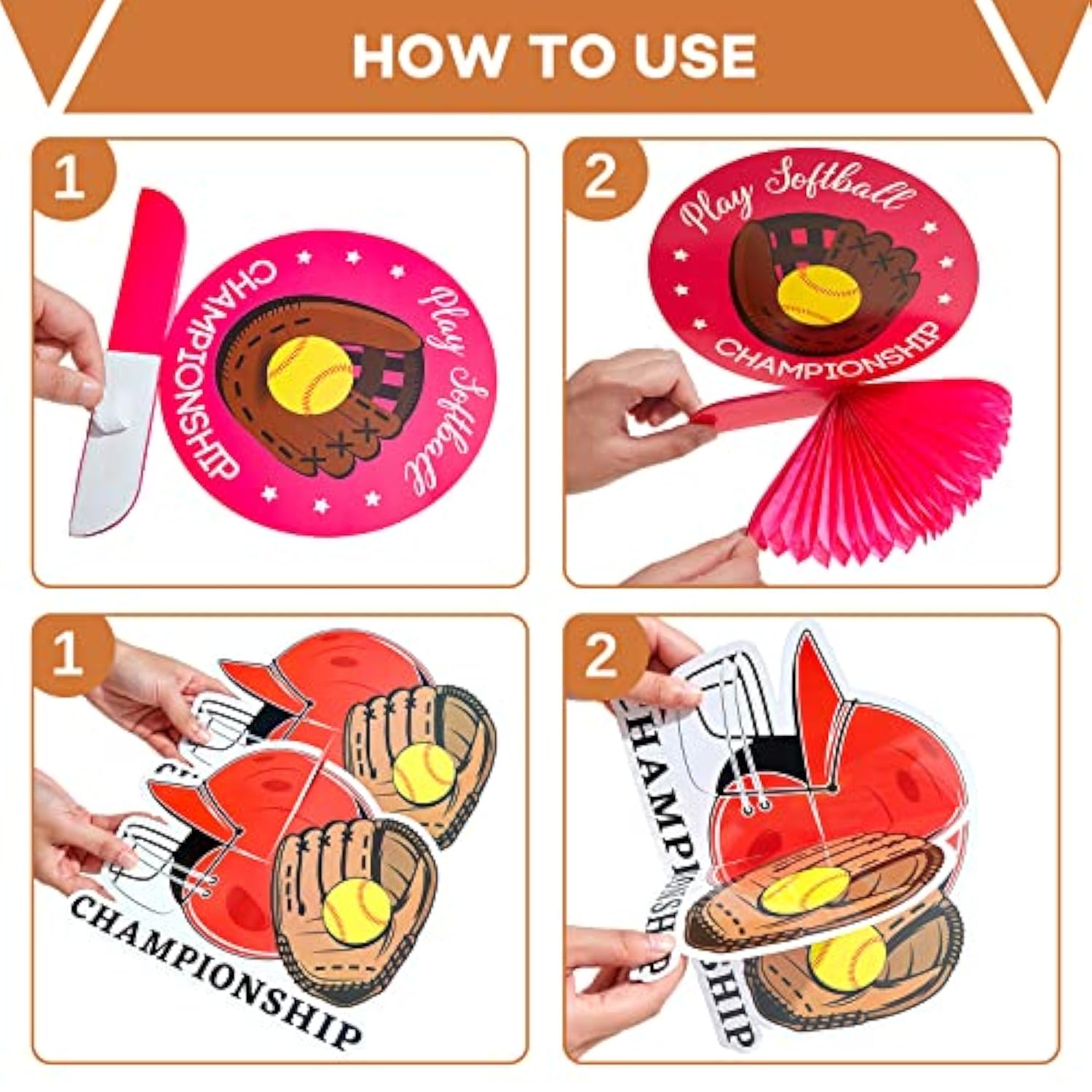 12 Pieces Softball Party Decorations Softball Honeycomb Centerpieces T