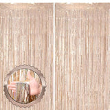 2 Pack Champagne Gold Tinsel Foil Fringe Curtains, Champagne Party Decorations, Metallic Tinsel Party Streamers Backdrop For Birthday Baby Shower Graduation Wedding Party Decorations