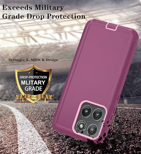 Phone Case For Motorola Moto Edge 5G 2025 Case, Heavy Duty Shockproof & Dropproof 3-Layer Cover Phone Case For Moto Edge 2025 (Wineredpink)
