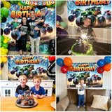 Monster Huge Truck Birthday Party Decorations Kit Including Truck Backdrop, Balloon Garland, Tablecloth, Cake Topper