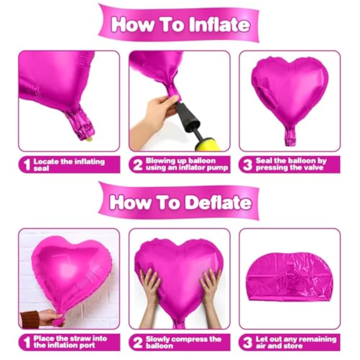 Hot Pink White Heart Balloons,12Pcs 18 Inch Light Pink Helium Foil Love Heart Shaped Balloons For Bridal Wedding Engagement Party Anniversary Birthday Baby Shower Valentines Day Decorations