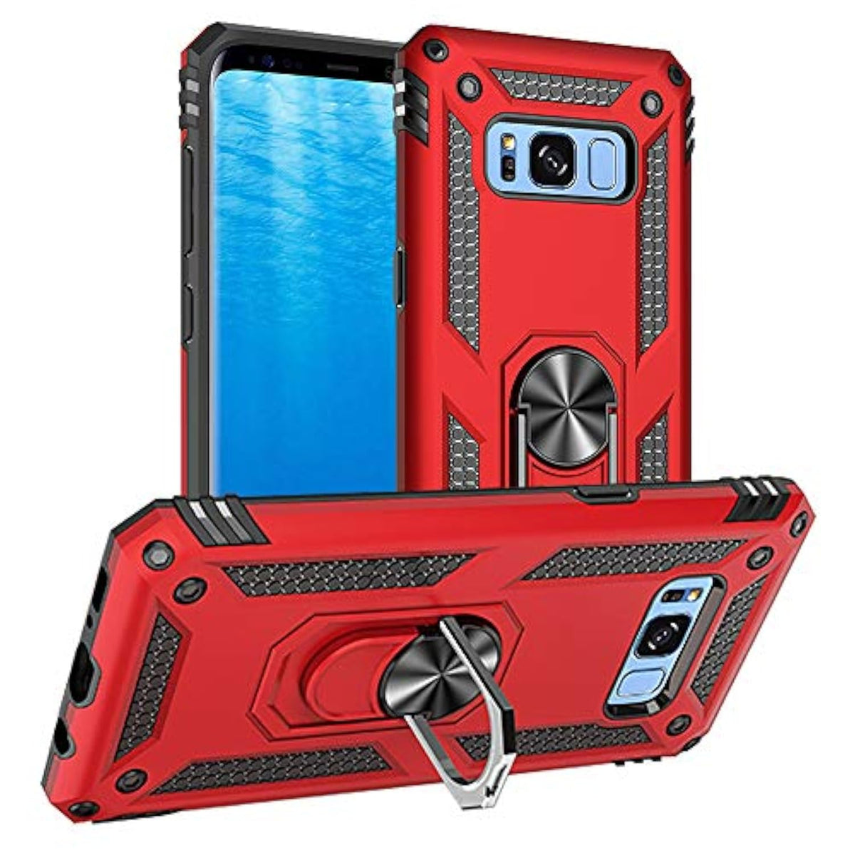 Samsung Galaxy S8 Case, Samsung S8 Phone Case, Military Grade Protective Cases With Ring For Samsung Galaxy S8 (Red)