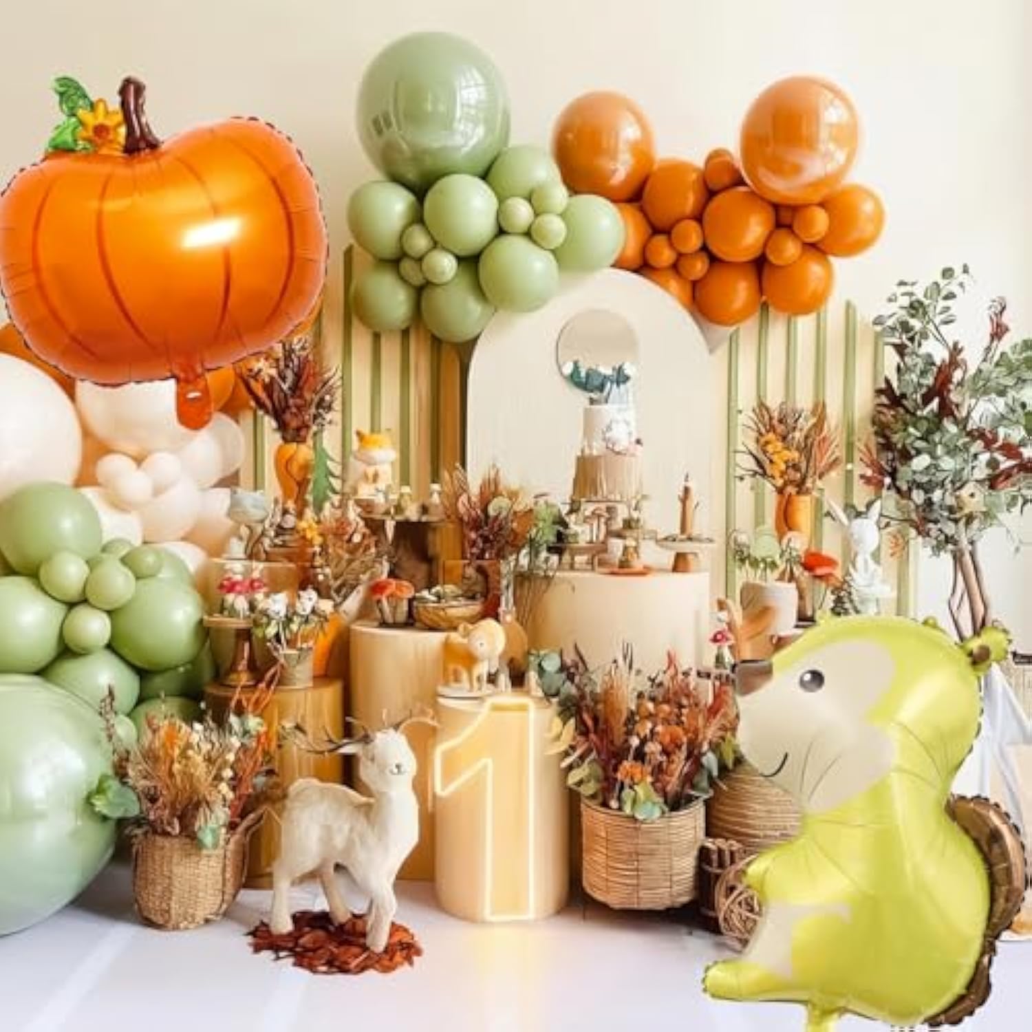 30 PCS Thanksgiving Balloons Colorful Pumpkin Squirrel Latex Foil Party Decor