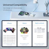 UCOMX 3 in 1 Charging Station for Multple Devices,Foldable 3 in 1 Wireless Charger for Travel,Nano Wireless Charging Station for iPhone16 15 14 13 12 Pro Max/Watch 10 9 8 7 6 5 4 3 Ultra/AirPod Pro