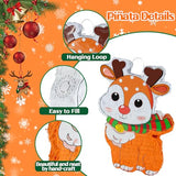 21.6 Inch Christmas Reindeer Piñata with 30 Inch Piñata Stick Blindfold Confetti for Boy Girl Adults Xmas Party Game Decorations