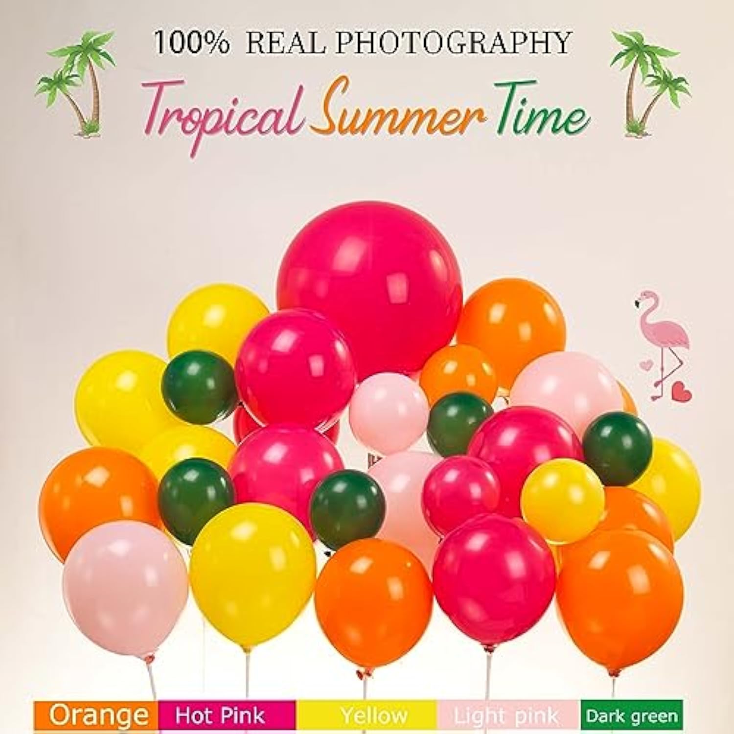 Tropical Flamingo Balloon Garland Kit – 130pcs Hot Pink, Orange & Pineapple Pool Party Decor