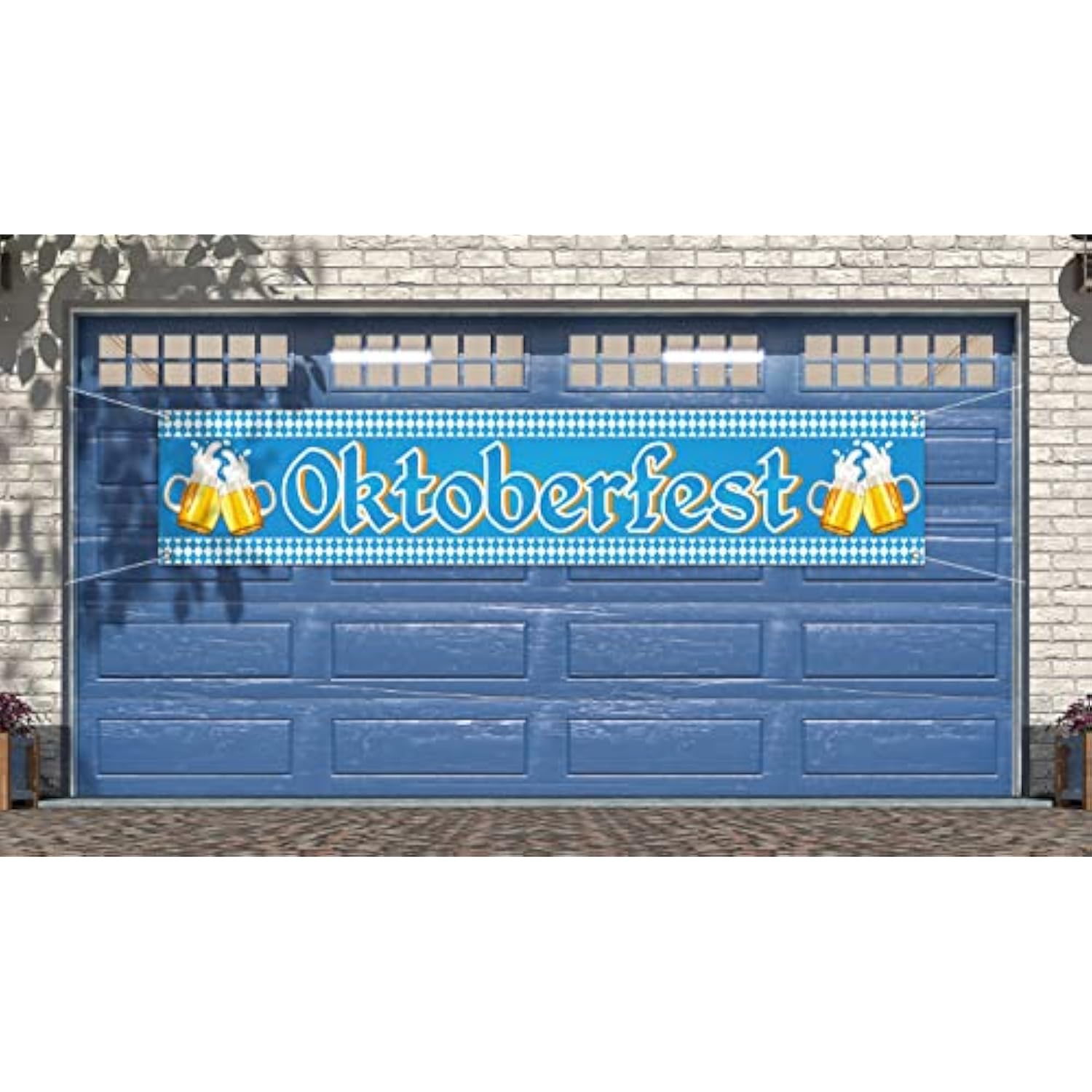 Oktoberfest Fence Banner For German October Fest Themed Party Decoration Blue Bavarian Flag Check Hanging Banners For Beer Party Supply