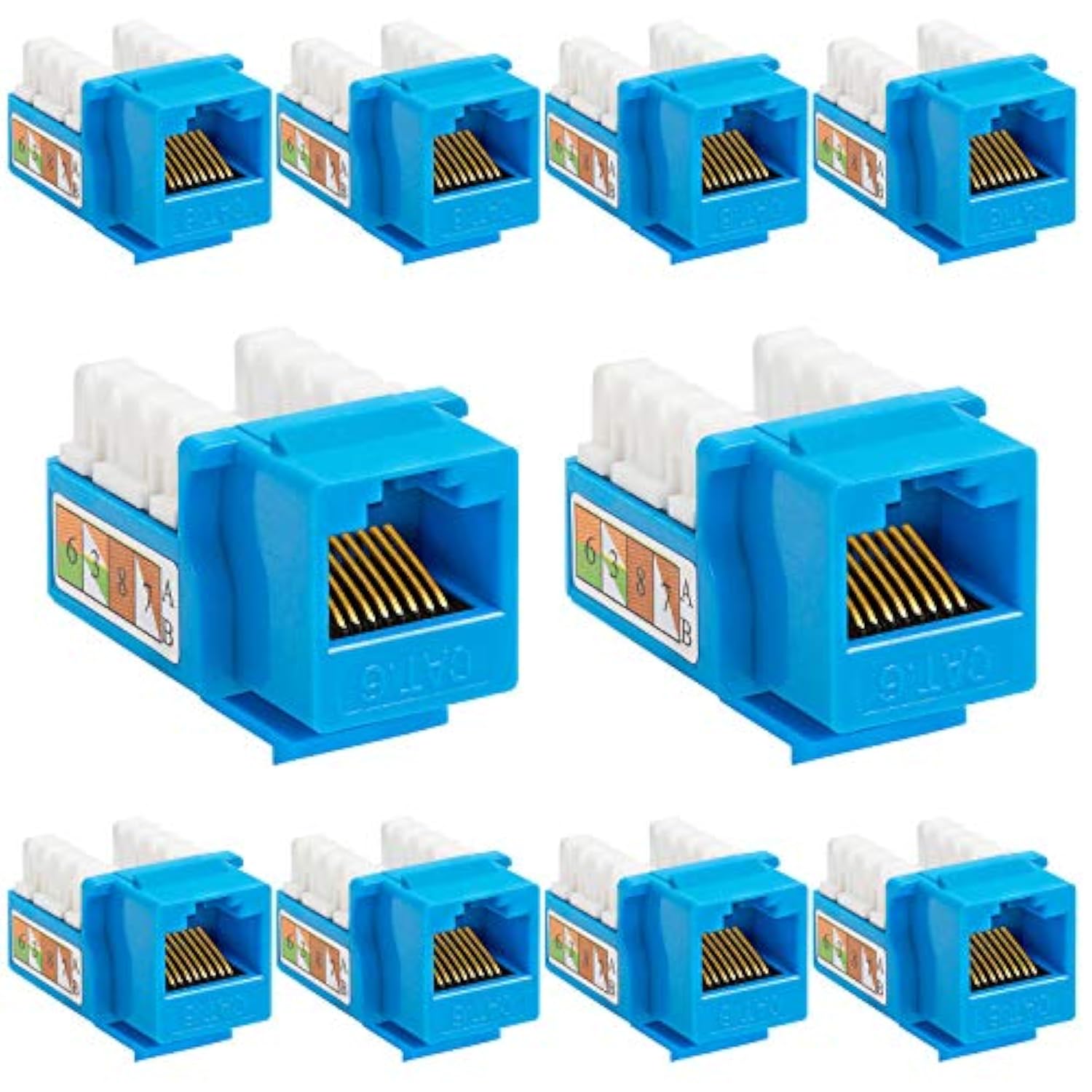 Cmple - 10 Pack Cat6 Keystone Jack Insert Punch Down RJ45 Connectors RJ45 Keys
