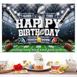 Football Happy Birthday Backdrop Banner American Football Victory Celebration Theme Background Decor For Fan Men Boys Girls Birthday Party Decorations Supplies 72X43In-