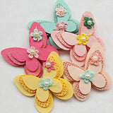 15Pcs New Padded Felt Butterfly Satin Ribbon Flowers Beads Appliques W