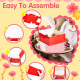 50 Pcs Valentine'S Day Red Pink Bakery Boxes With Window 6X6X3 Inch Pink Red Cookie Treat Dessert Cupcake Charcuterie Box With Rope And Card For Valentines Wedding Baked Goods Gift Giving