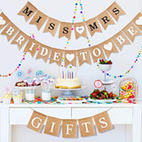 3 Pc Rustic Burlap Bridal Shower Decor Set Black Bunting Banner & Gifts