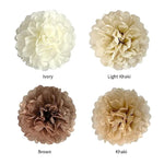 Brown Tissue Paper Pom Poms Khaki Caramel Party Decorations Ivory Beige Cream Earth Tone Boho Champagne Tan Flowers Wall Hanging Décor Supplies Rustic Neutral Birthday Baby Shower Wedding
