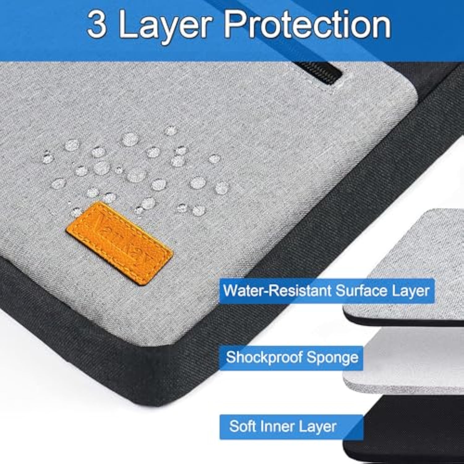Laptop Case 15.6 Inch, Durable Shockproof Protective Laptop Sleeve, Water Resistant Computer Carrying Bag Briefcase Compatible With 15.6 Inch Hp, Dell, Acer, Asus, Lenovo, Notebook, Black/Grey