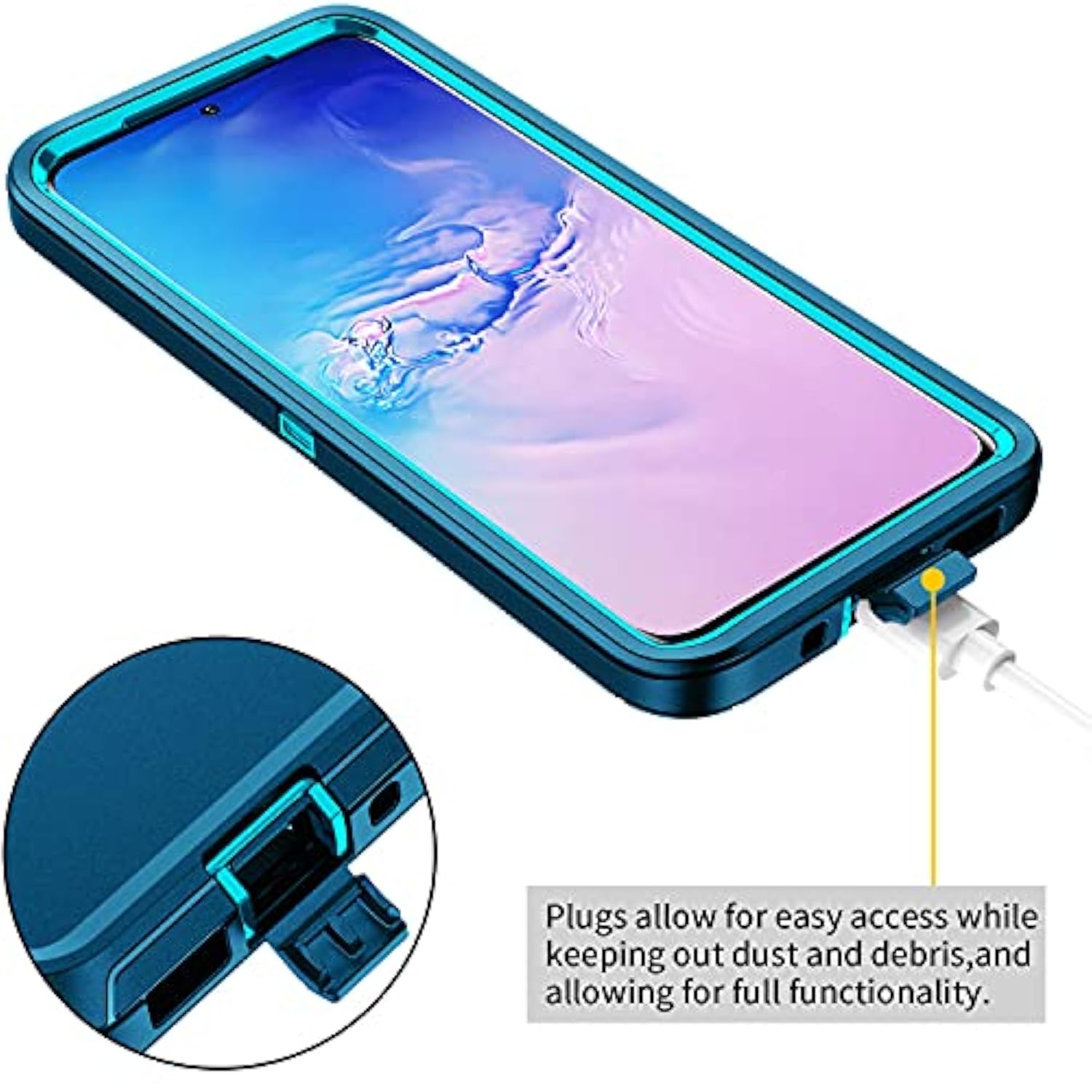 For Galaxy S20 5G Case,Shockproof Dropproof Dustproof 3-Layer Full Body Protection Rugged Heavy Duty High Impact Hard Cover Case For Galaxy S20 6.2 Inch,Turquoise