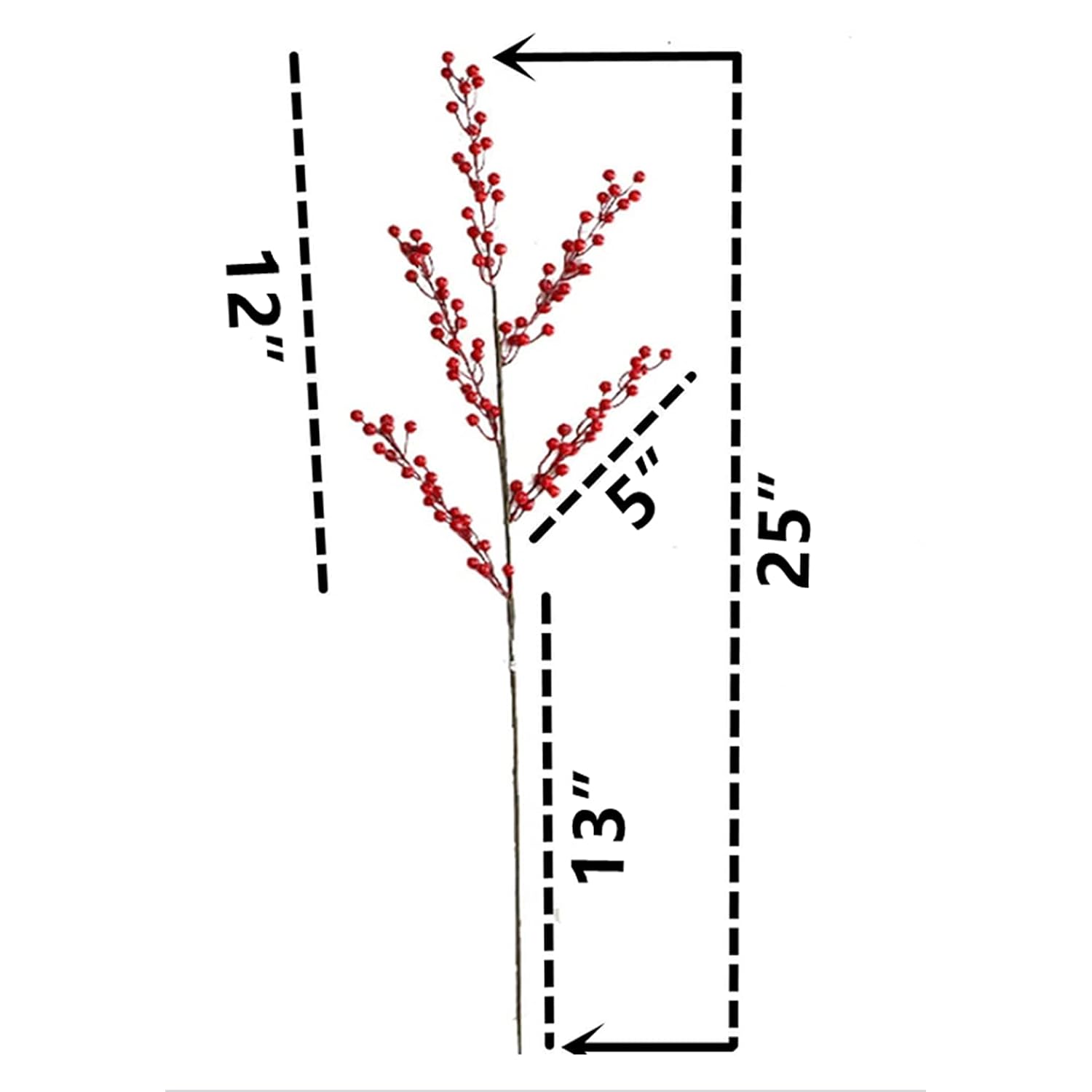 25 Inch Artificial Red Berry Stems Branches,Faux Berries Fake Flower For Christmas Year Diy Floral Art Plant Home Office Party Decoration,4 Pack