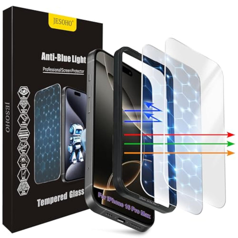 Screen Protector For Iphone 16 Pro Max[6.9 Inch],3Rd Colorless Anti-Blue Light Tempered Glass Films,Hd Clear, 9H Hardness, No Bubbles, Case Friendly 2 Pack