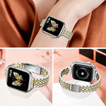 Slim Metal Band Compatible With Apple Watch Band 42Mm(Series 10) 41Mm 40Mm 38Mm,Dressy Stainless Steel Chain Strap For Women Iwatch Bands Series 9 8 7 6 5 4 3 2 1 Se,Silver/Gold