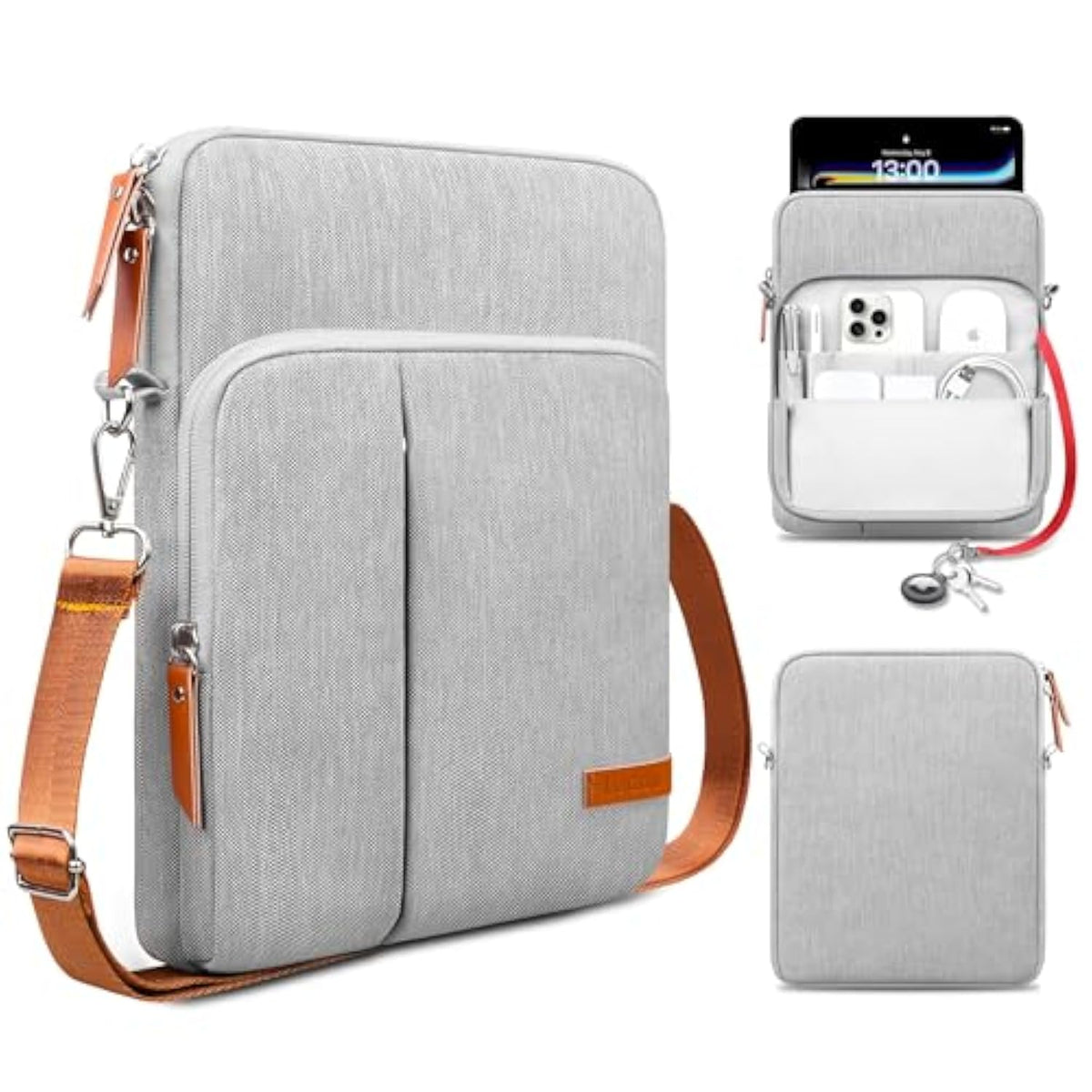 Tablet Sleeve Bag For 11 Inch Ipad A16 / 11 Inch Ipad Air M3 M2 / 11" Ipad Pro M4 / 10.9" Ipad / 10.2" 10.9" Ipad Air, 11 Inchs Samsung Galaxy Tab A9+ Tablet Bag With Shoulder Strap, Gray