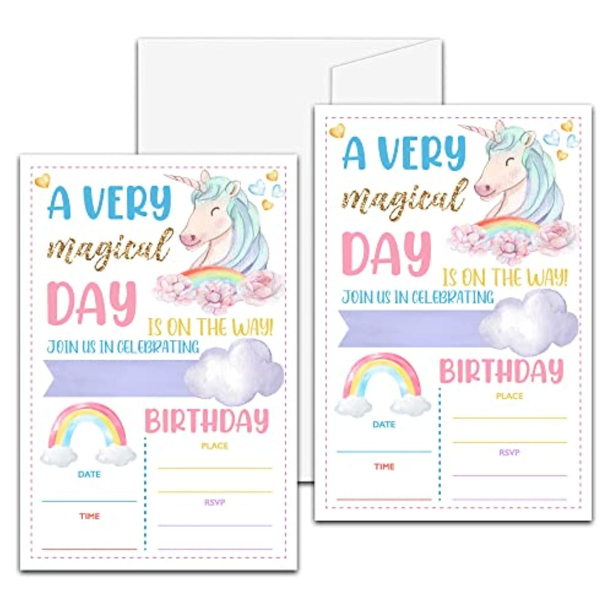 Unicorn Birthday Party Invitation, Magical Unicorn Themed Fill-In Invites For Men & Women, 20 Invitations With Envelopes (4" X 6"), Adults Rainbow Party Favors Decorations And Supplies -28
