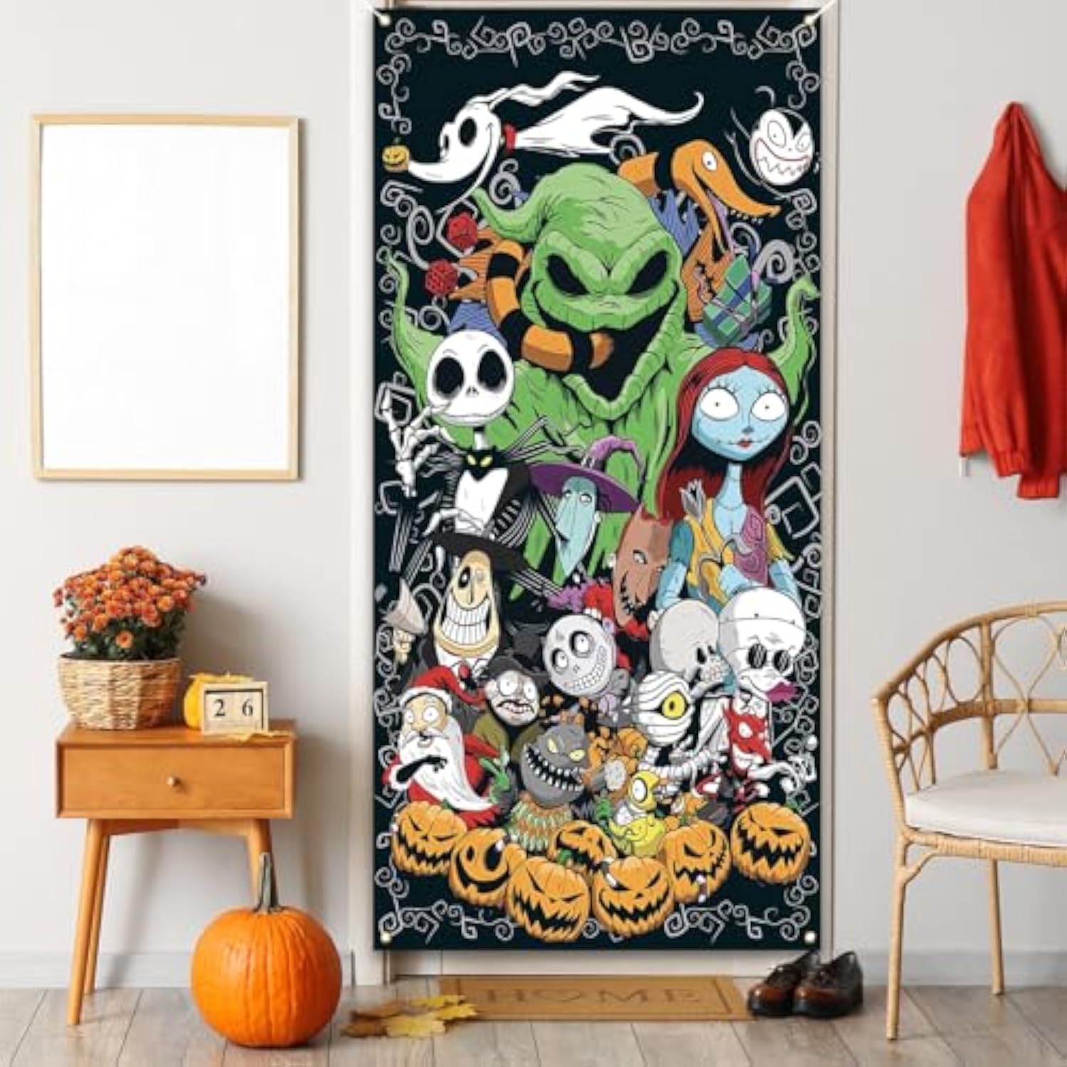 Halloween Door Cover Happy Birthday Photo Backdrop Halloween Birthday Party Decor