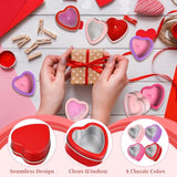 24 Pcs 2Oz Heart Shaped Metal Tins With Clear Window Lids Empty Metal Cans Heart Shaped Box Candle Tins Jar For Valentine‘S Day Candle Making Candies Gift(Red, Pink, Purple, Rosy)