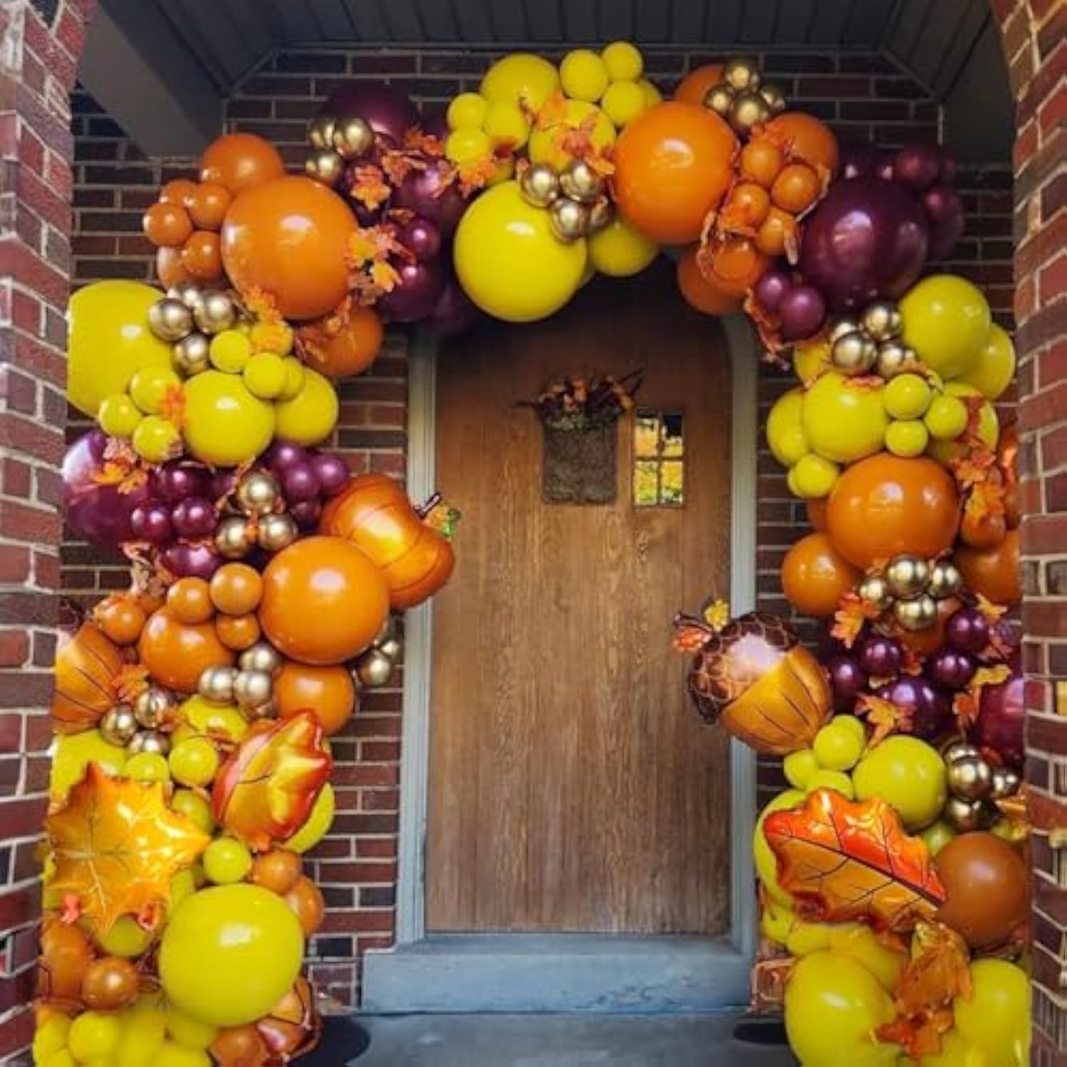 Fall Balloon Arch Kit: Orange, Burgundy, Gold, Pumpkin & Maple Leaf Decor