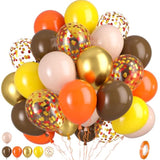 50pcs Fall Balloons Orange Gold Brown Yellow Red Confetti for Thanksgiving Party Decor