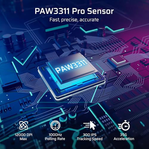 Gm025 Tri-Mode Wireless Gaming Mouse,12000 Dpi Paw3311 Sensor, Ergonomic Mouse 2.4Ghz/Bt/Wired, 6 Programmable Buttons, Customizable Rgb Lighting, Pro Software