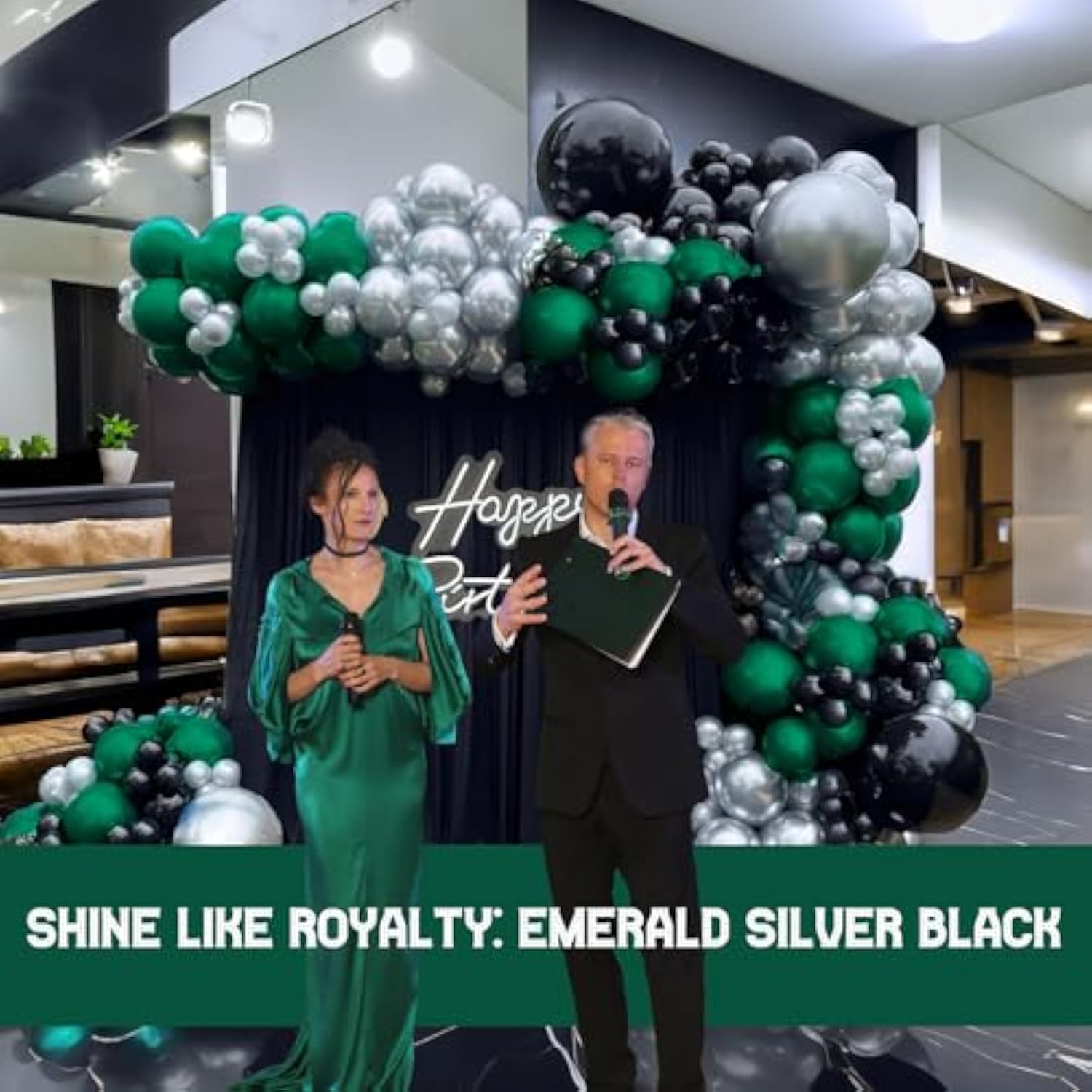 Dark Green And Black Silver Balloon Garland Arch Kit 160+Pcs For Wedding Birthday Baby Shower Graduation Party Decorations