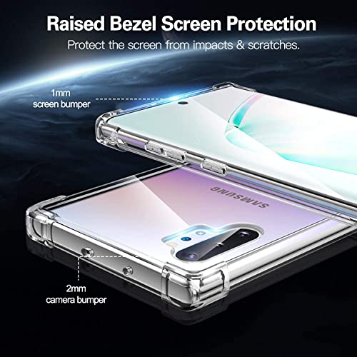 Case For Samsung Galaxy Note 10+ / Note 10 Plus Shockproof Bumper Protective Cover Hybrid Design Hard Pc Back + Flexible Tpu Raised Bezel Slim Fit With Airbags Corners Clear