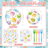 96 Pieces Easter Party Tableware Set – Colorful Egg Easter Disposable Plates, Napkins, Painted Eggs and Spring Floral Designs for Easter Parties, Egg Hunts, and Spring Celebrations – Serves 24 Guests
