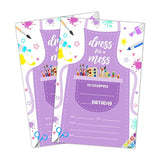 Birthday Invitation Cards, Art Painting Party Invites, Kids Happy Birthday Party Decorations Supplies, 20 Fill-In Cards With Envelopes For Boys Or Girls Party Celebration - B25