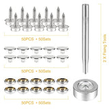 150 Pcs Canvas Snap Kit Tool, Metal Screws Snaps Marine Grade 3/8" Soc