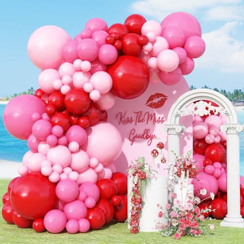 149Pcs Valentine's Day Balloon Garland Arch Kit, Pink Red Rose Red Balloons Arch Kit for Valentine's Day Mother's Day Wedding Engagement Anniversary Birthday Party Decoration Supplies
