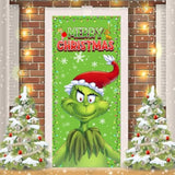 Christmas Door Cover, Merry Christmas Party Decoration, Green, 29.5X71 Inches