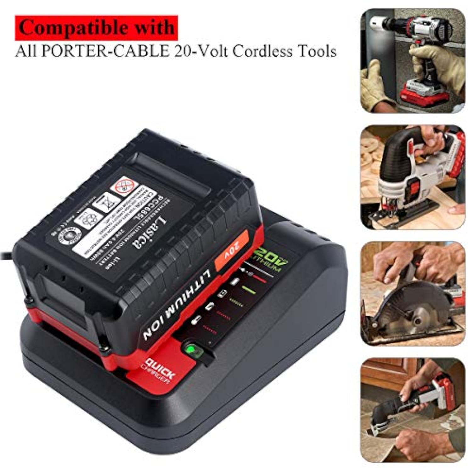 20V Max Charger Compatible With Black & Decker 20V Battery And Compatible With Porter-Cable 20V Battery Lbxr20 Lbxr2020 Pcc681L Pcc685L Pcc692L Bdcac202B 20-Volt Power Tool Charger