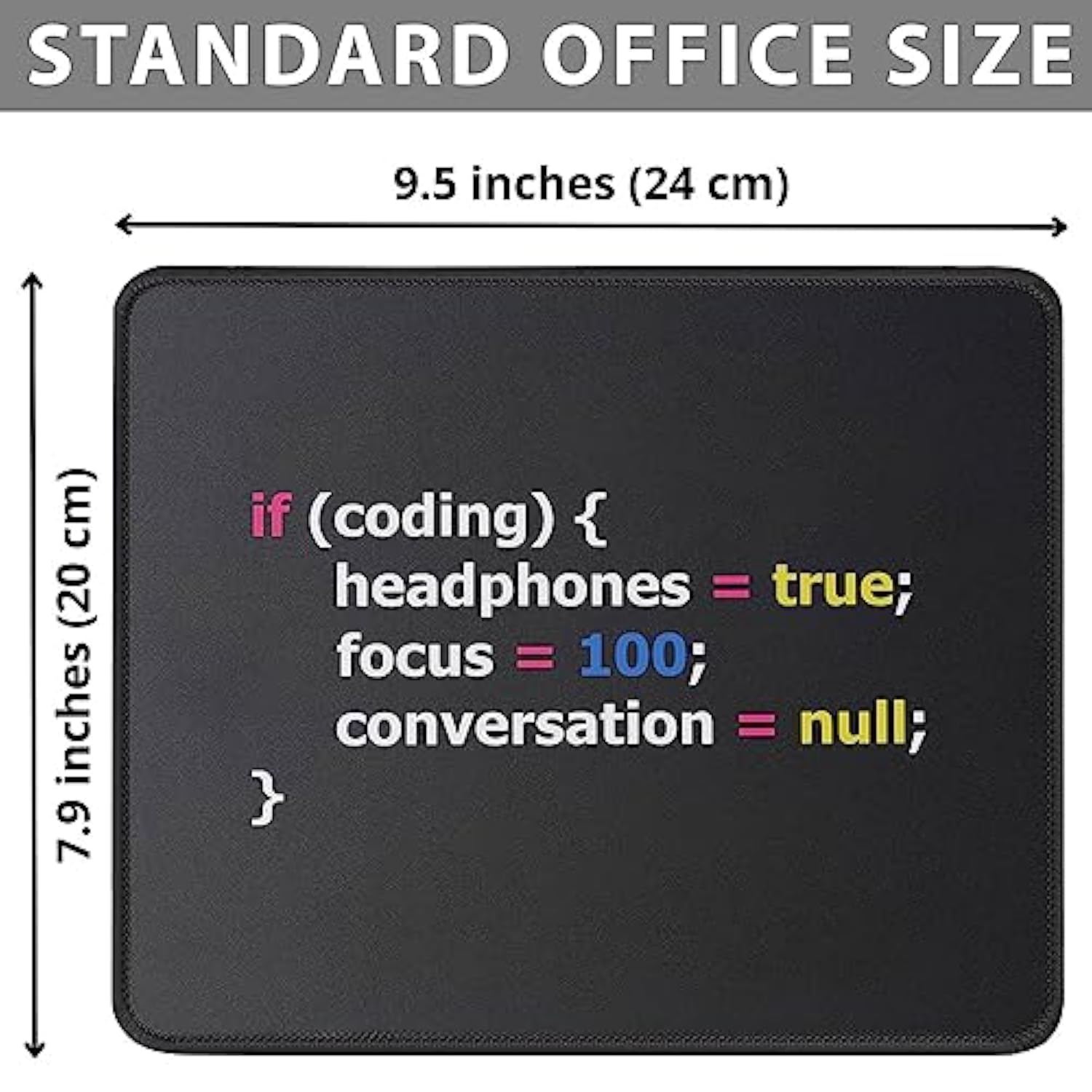 Funny Joke Programming Mouse Pad - It Support, Software Developer Gift - 9.5 X 7.8 Inch, Black, Polyester And Rubber